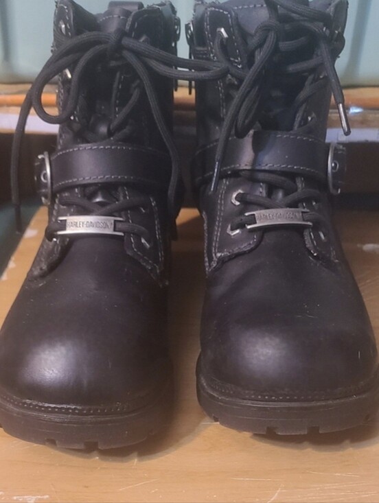 Harley-Davidson Shoes - Harley-Davidson Women's Tegan Black Leather Lace Up Biker Boots Size 8.5M